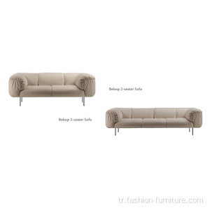 Paslanmaz Çelik Ayaklar Polyester Döşeme Loveseat Kanepe